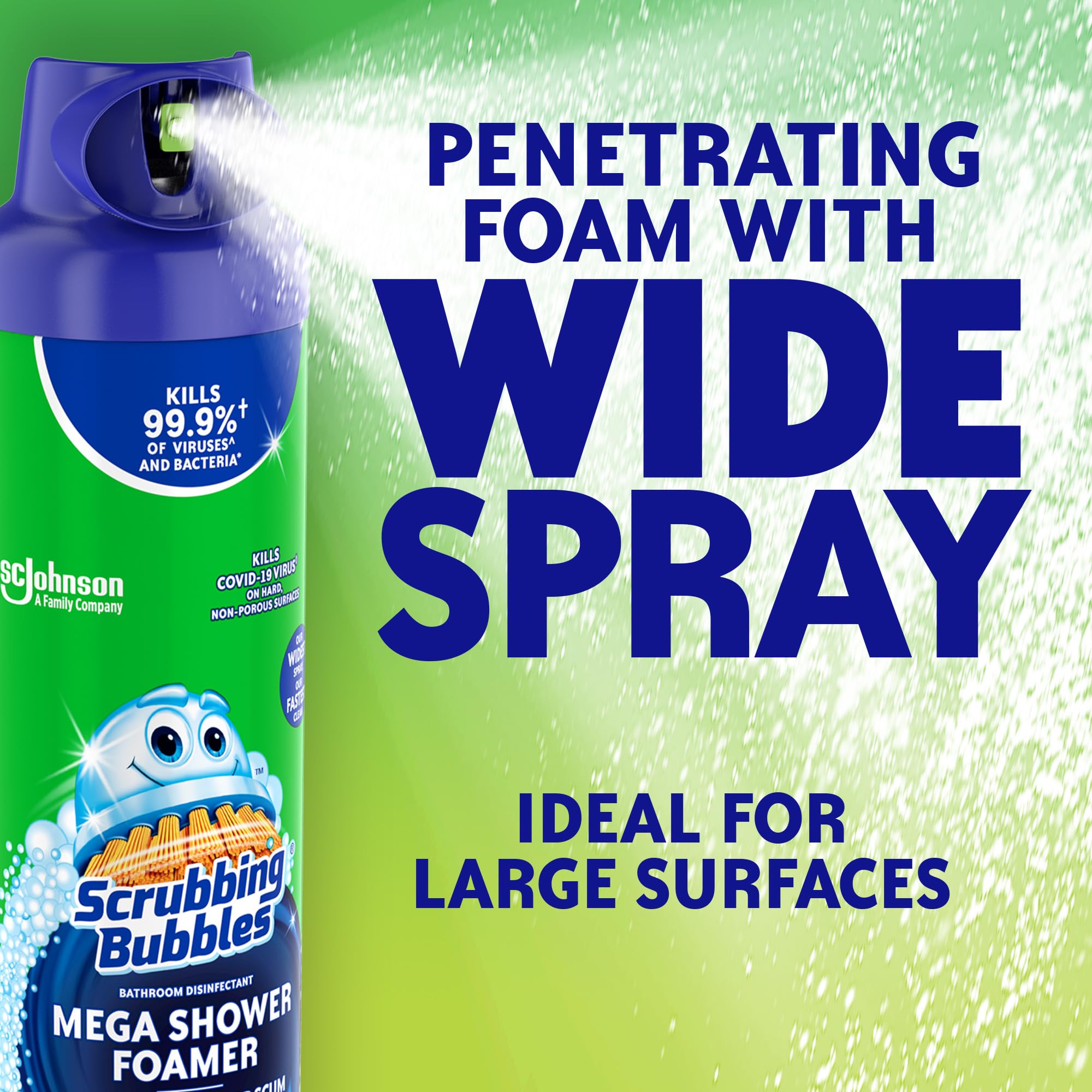 Scrubbing Bubbles Mega Bathroom and Shower Foamer Aerosol, Rainshower Scent, 20oz (Pack of 2) - Image 4