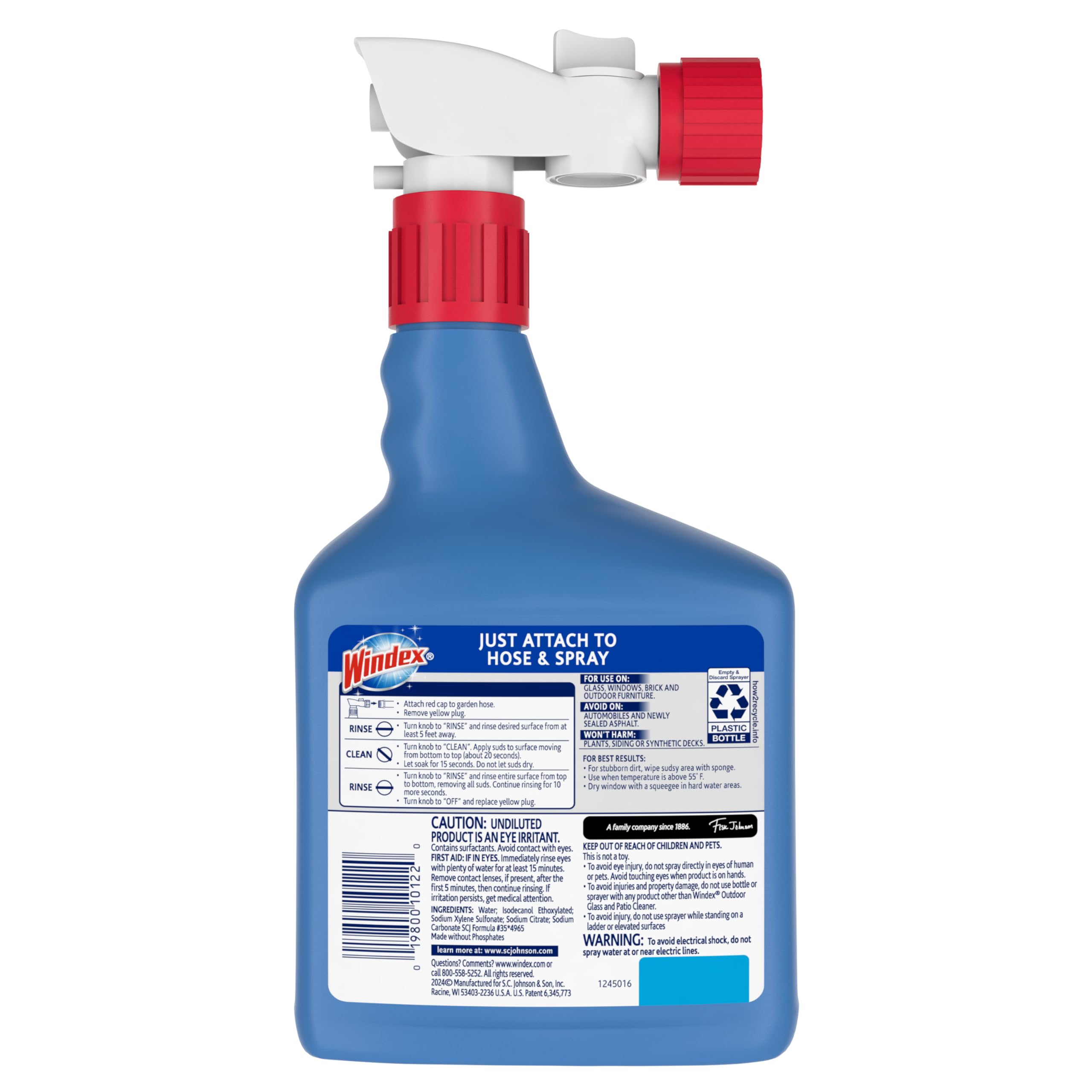 Windex Outdoor Window and Glass Cleaner for Hose Ammonia Free, Concentrated Formula for Deep Outdoor Clean, Patio Cleaner, Compatible With All Hoses, 32 Fl Oz (Pack of 2) - Image 10