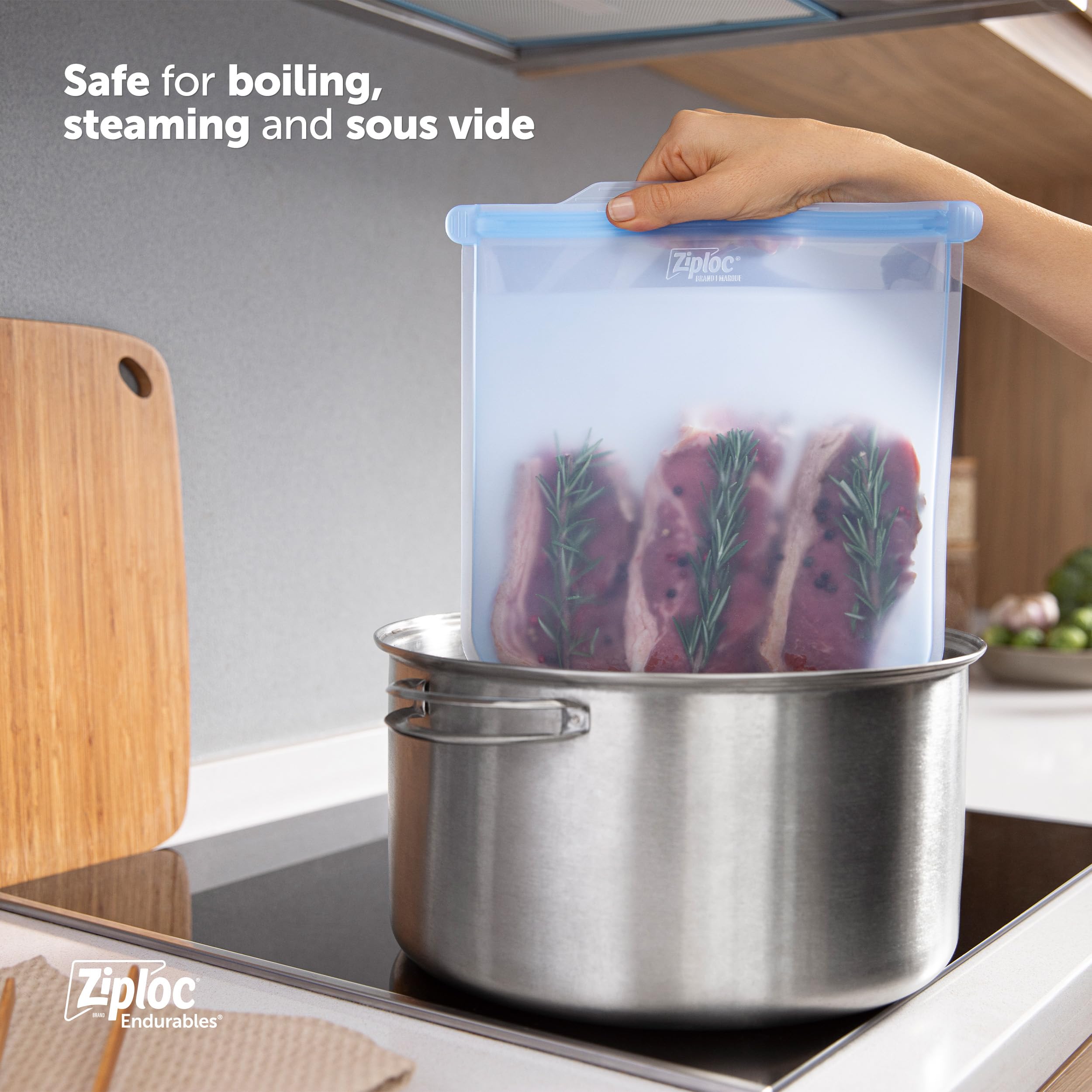 Ziploc Endurables Pouch and Containers Variety Pack, Reusable Silicone Bags and Food Storage Meal Prep Containers for Freezer, Oven, and Microwave, Dishwasher Safe, 5 Total - Image 3
