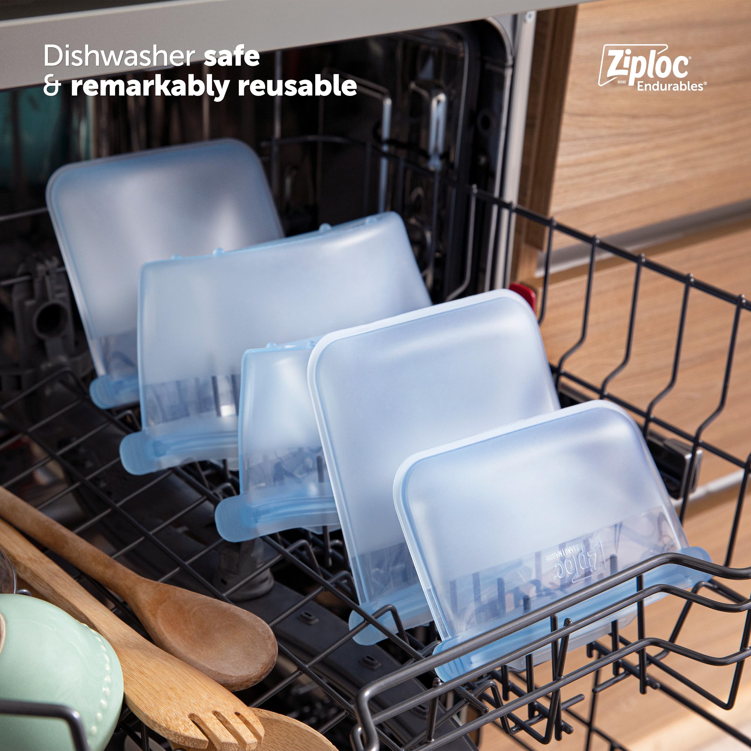 Ziploc Endurables Pouch and Containers Variety Pack, Reusable Silicone Bags and Food Storage Meal Prep Containers for Freezer, Oven, and Microwave, Dishwasher Safe, 5 Total - Image 8